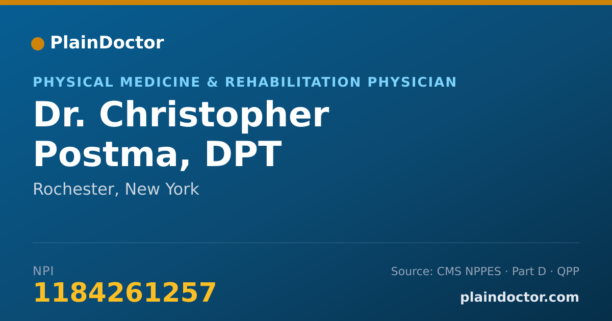 Shareable card for Christopher Postma, DPT - Physical Medicine & Rehabilitation Physician, Rochester, NY