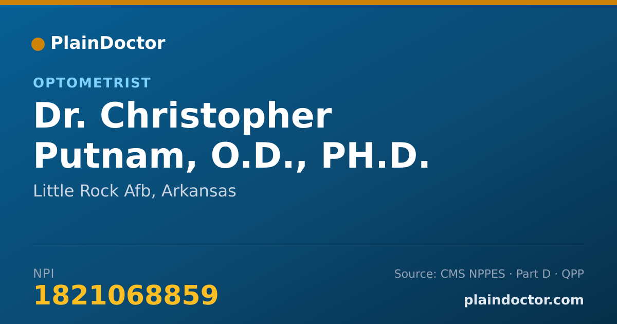 Shareable card for Christopher Putnam, O.D., PH.D. - Optometrist, Little Rock Afb, AR