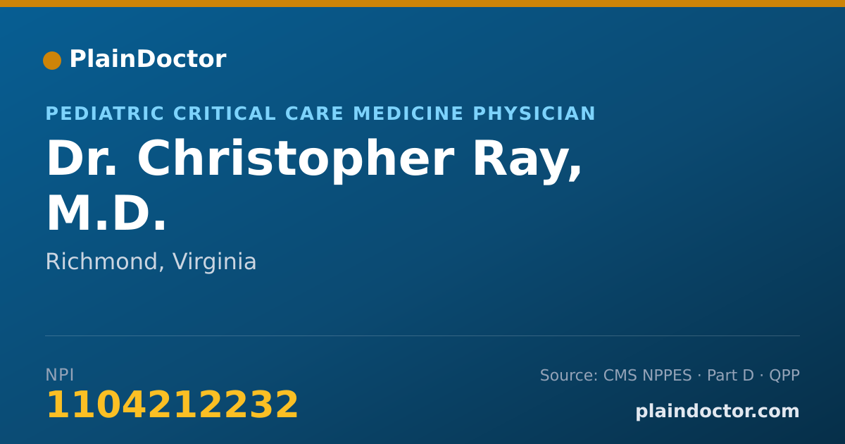 Shareable card for Christopher Ray, M.D. - Pediatric Critical Care Medicine Physician, Richmond, VA