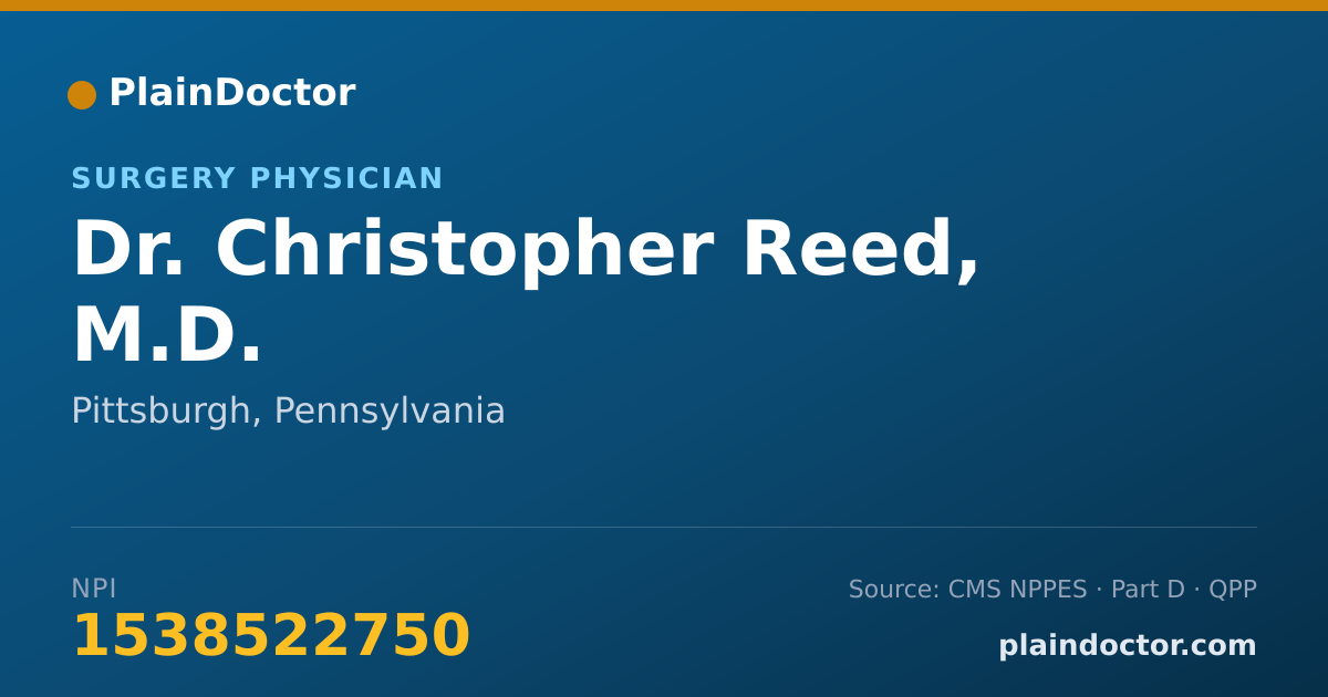 Shareable card for Christopher Reed, M.D. - Surgery Physician, Pittsburgh, PA