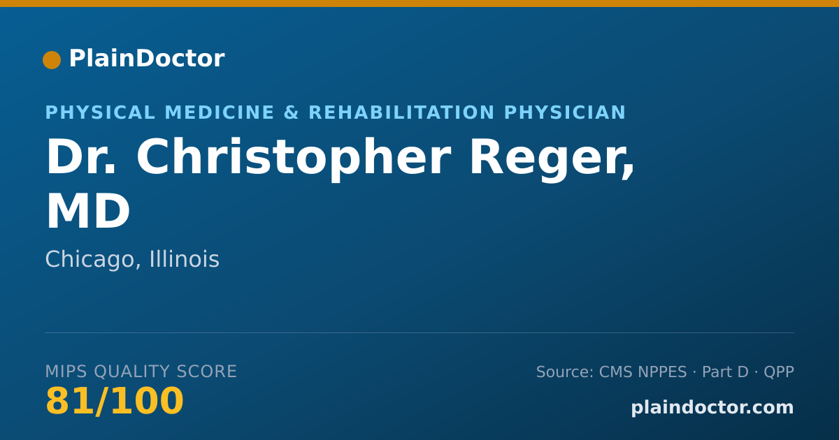 Shareable card for Christopher Reger, MD - Physical Medicine & Rehabilitation Physician, Chicago, IL