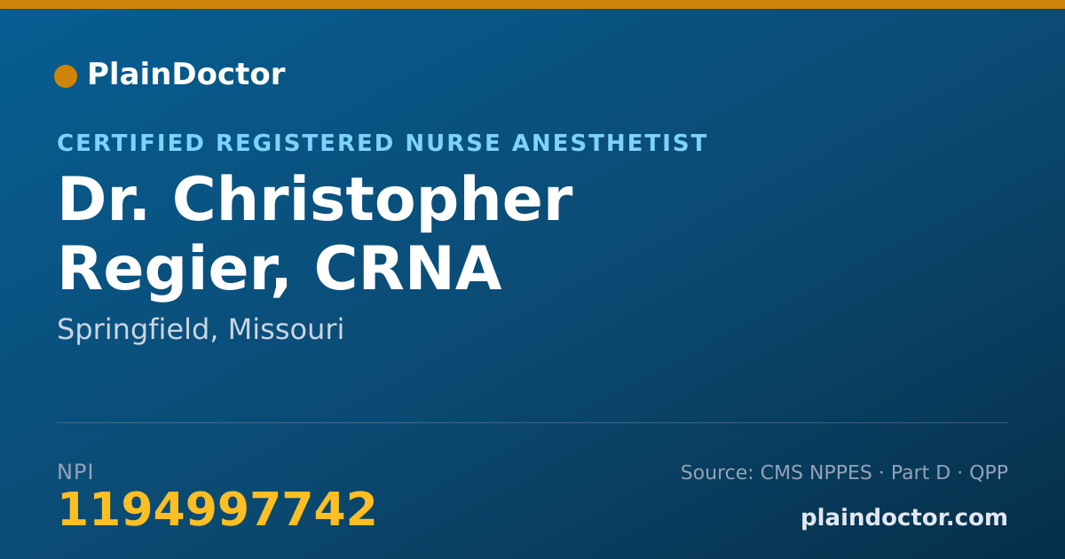 Shareable card for Christopher Regier, CRNA - Certified Registered Nurse Anesthetist, Springfield, MO