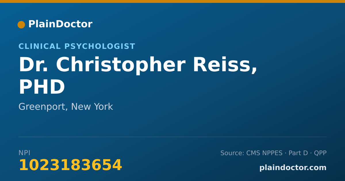 Shareable card for Christopher Reiss, PHD - Clinical Psychologist, Greenport, NY