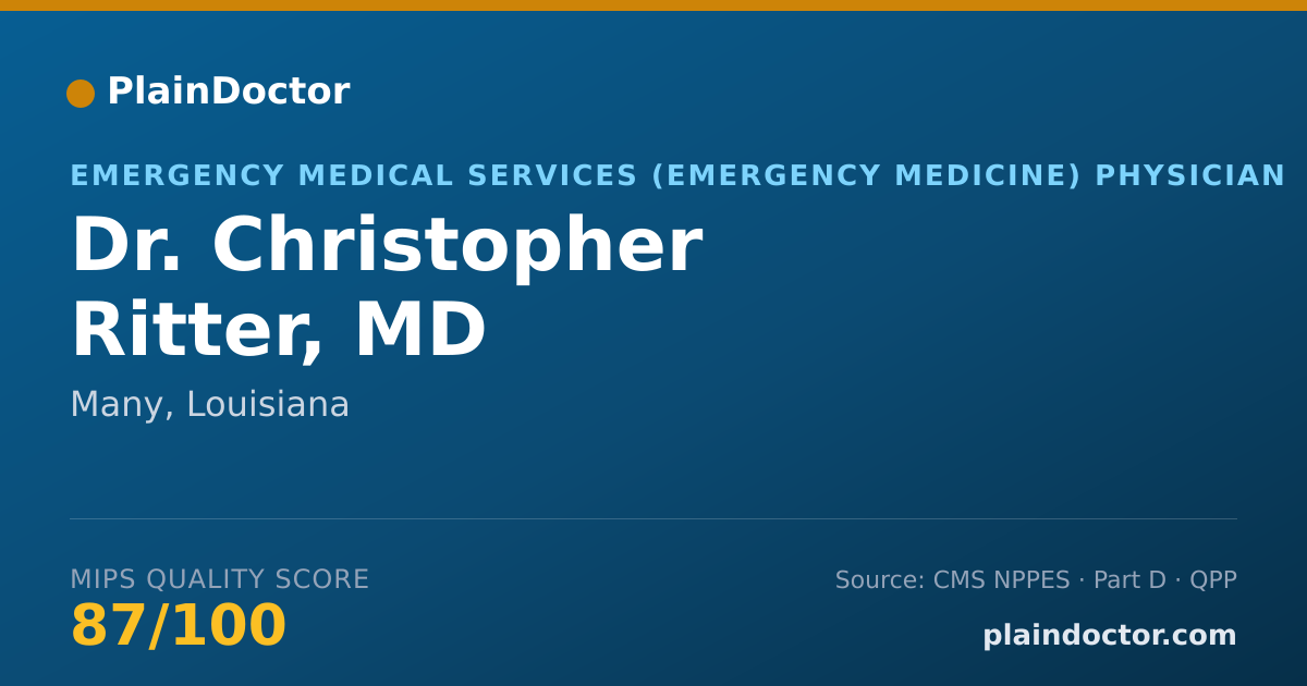 Shareable card for Christopher Ritter, MD - Emergency Medical Services (Emergency Medicine) Physician, Many, LA