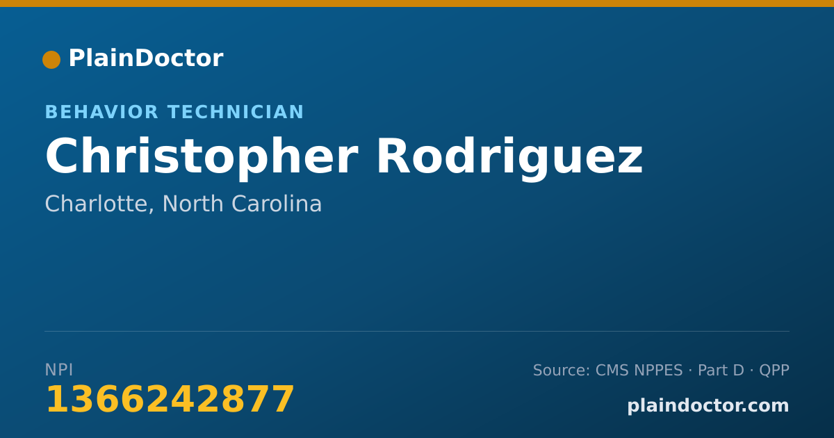 Shareable card for Christopher Rodriguez - Behavior Technician, Charlotte, NC