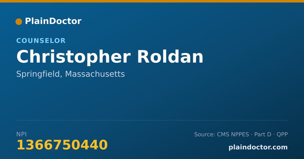 Shareable card for Christopher Roldan - Counselor, Springfield, MA