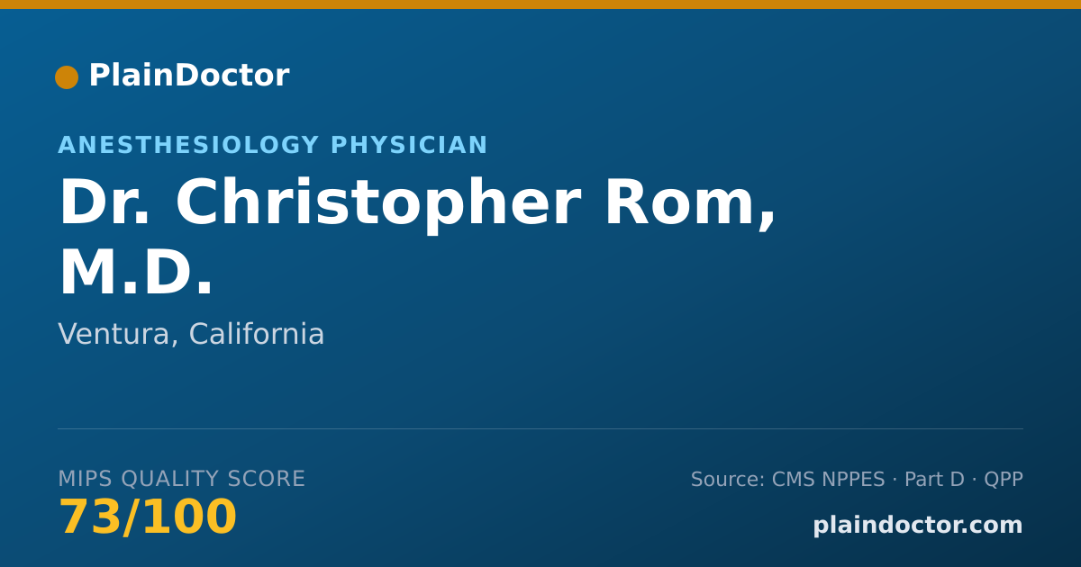 Shareable card for Christopher Rom, M.D. - Anesthesiology Physician, Ventura, CA