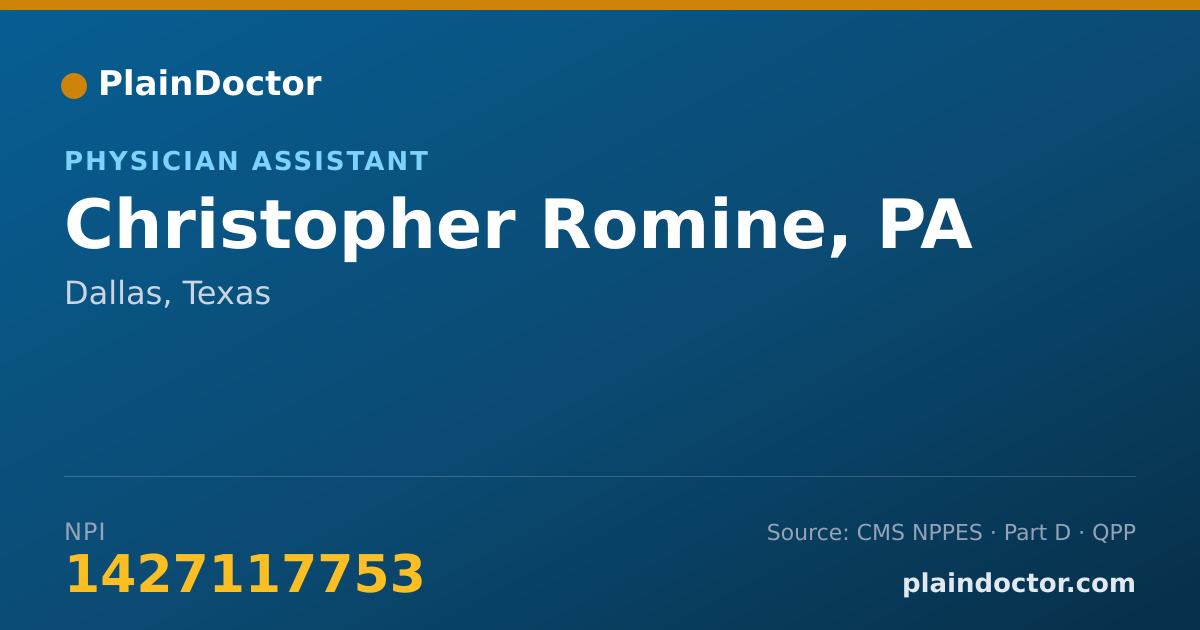 Shareable card for Christopher Romine, PA - Physician Assistant, Dallas, TX