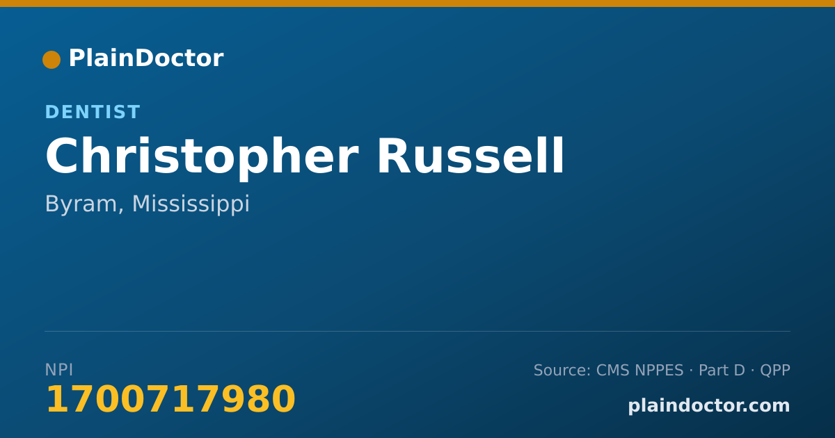 Shareable card for Christopher Russell - Dentist, Byram, MS