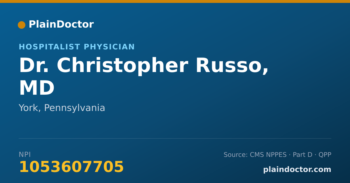 Shareable card for Christopher Russo, MD - Hospitalist Physician, York, PA