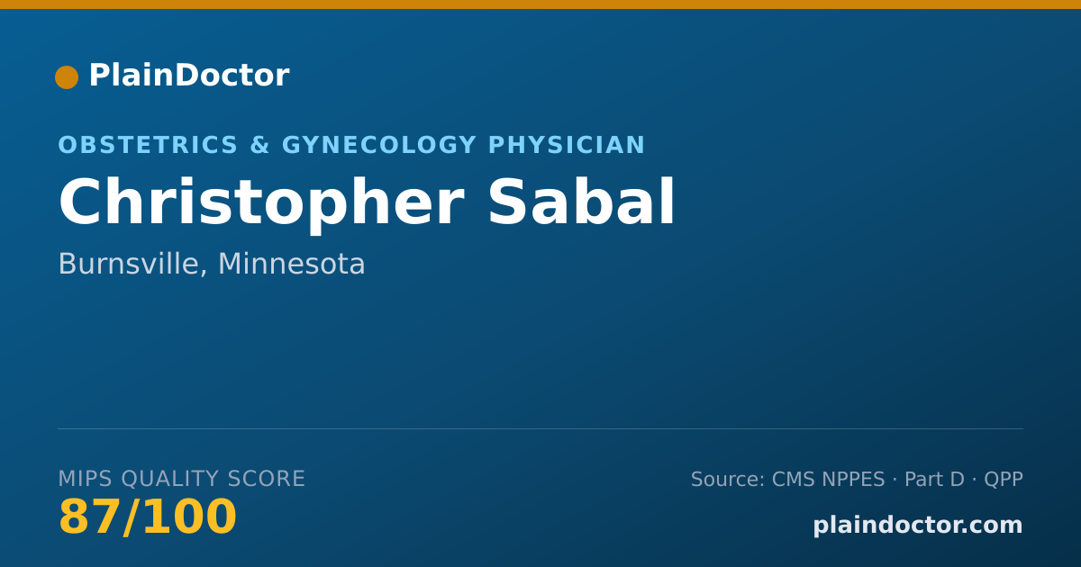 Shareable card for Christopher Sabal - Obstetrics & Gynecology Physician, Burnsville, MN
