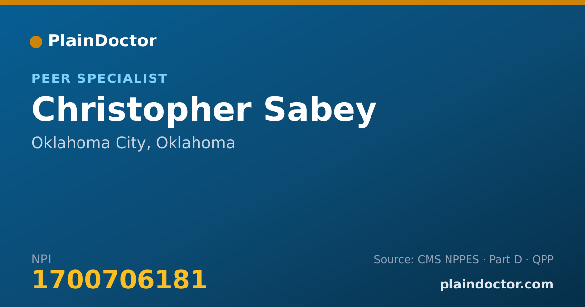 Shareable card for Christopher Sabey - Peer Specialist, Oklahoma City, OK