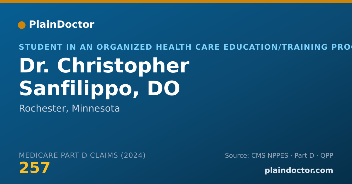 Shareable card for Christopher Sanfilippo, DO - Student in an Organized Health Care Education/Training Program, Rochester, MN