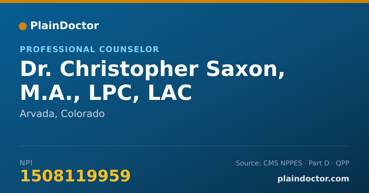 Shareable card for Christopher Saxon, M.A., LPC, LAC - Professional Counselor, Arvada, CO