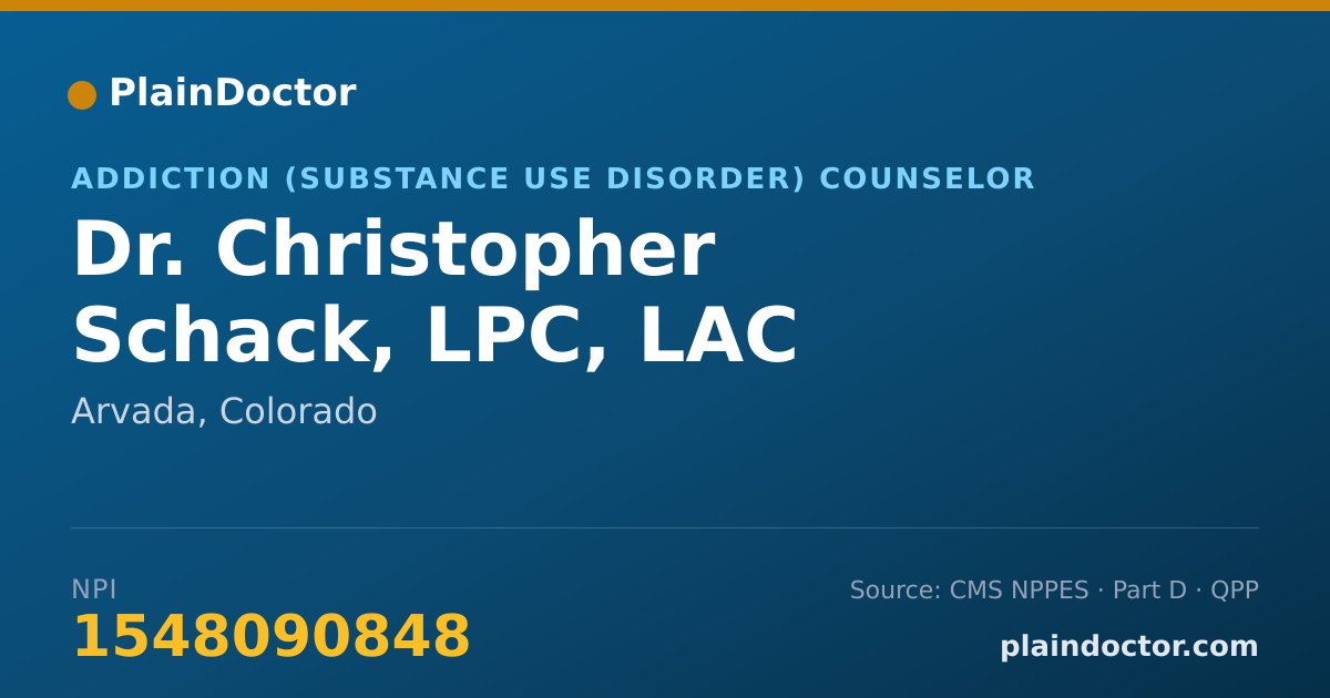 Shareable card for Christopher Schack, LPC, LAC - Addiction (Substance Use Disorder) Counselor, Arvada, CO