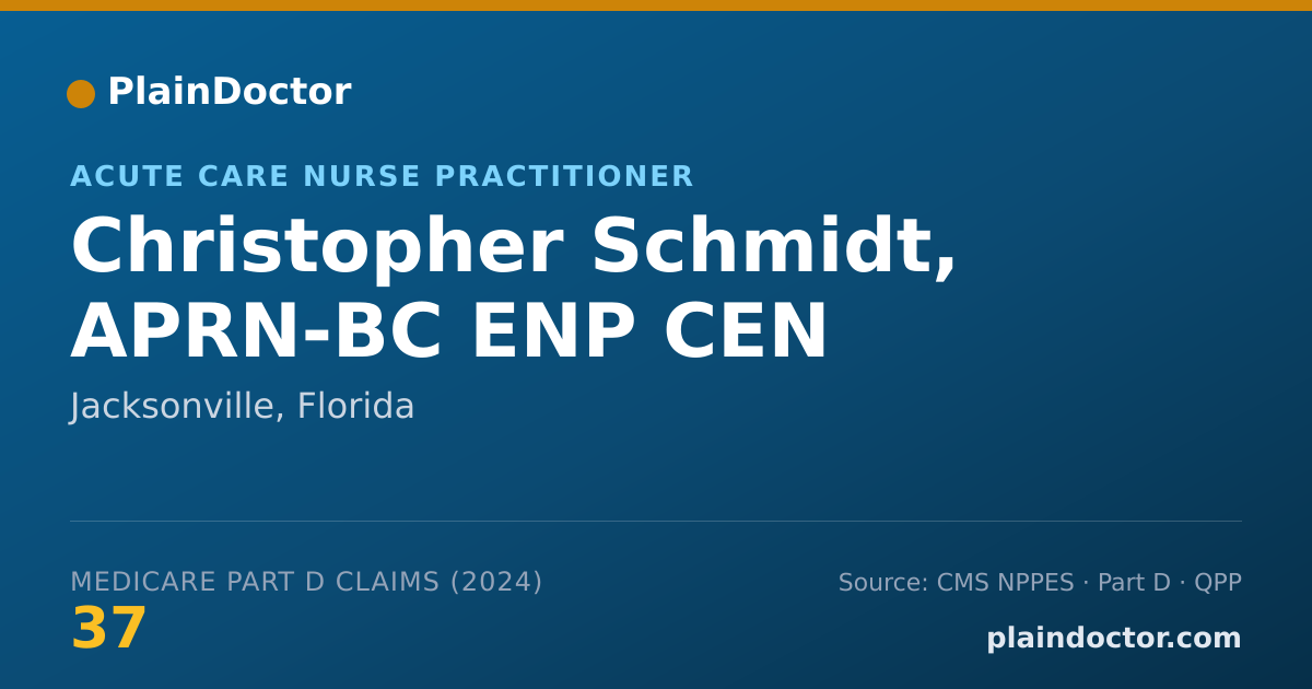 Shareable card for Christopher Schmidt, APRN-BC ENP CEN - Acute Care Nurse Practitioner, Jacksonville, FL