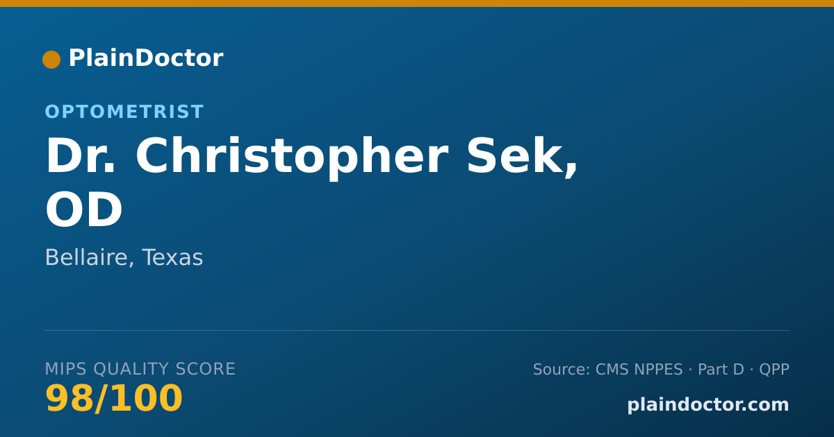 Shareable card for Christopher Sek, OD - Optometrist, Bellaire, TX