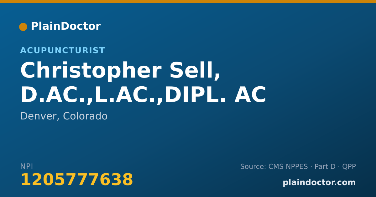 Shareable card for Christopher Sell, D.AC.,L.AC.,DIPL. AC - Acupuncturist, Denver, CO