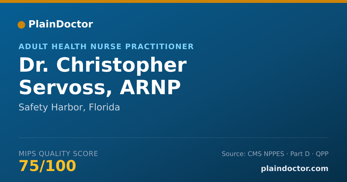 Shareable card for Christopher Servoss, ARNP - Adult Health Nurse Practitioner, Safety Harbor, FL