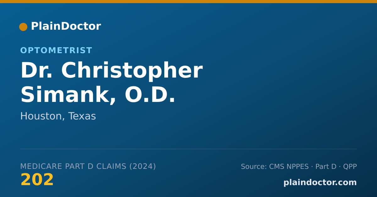Shareable card for Christopher Simank, O.D. - Optometrist, Houston, TX