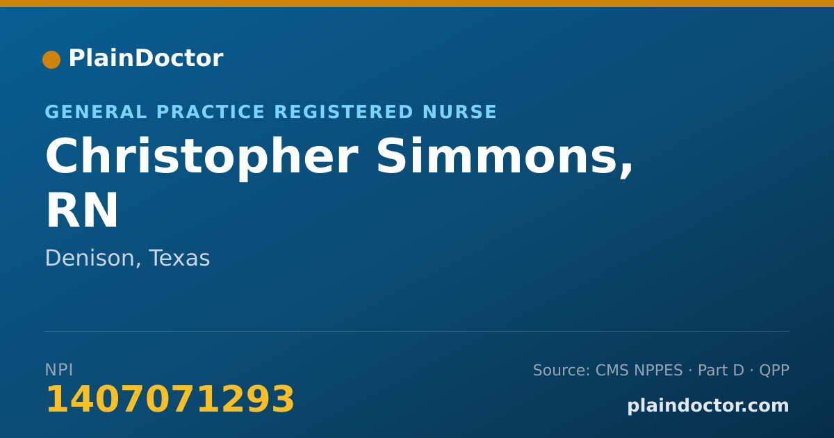 Shareable card for Christopher Simmons, RN - General Practice Registered Nurse, Denison, TX