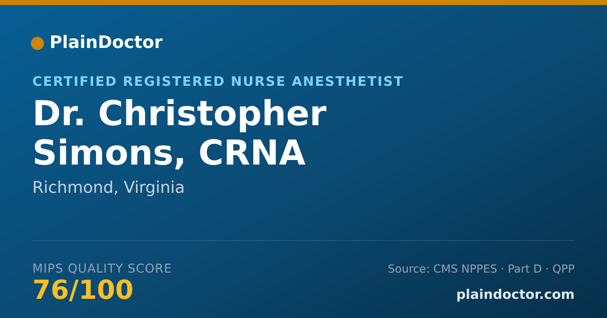 Shareable card for Christopher Simons, CRNA - Certified Registered Nurse Anesthetist, Richmond, VA