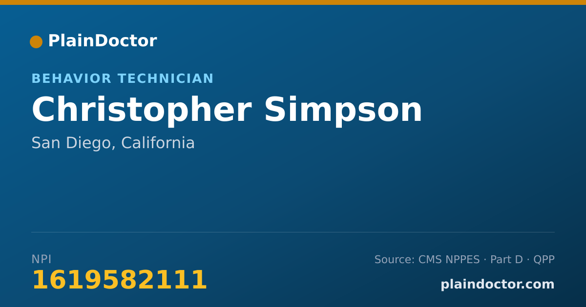 Shareable card for Christopher Simpson - Behavior Technician, San Diego, CA