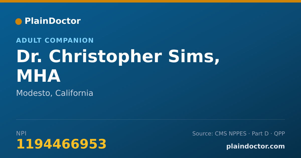 Shareable card for Christopher Sims, MHA - Adult Companion, Modesto, CA