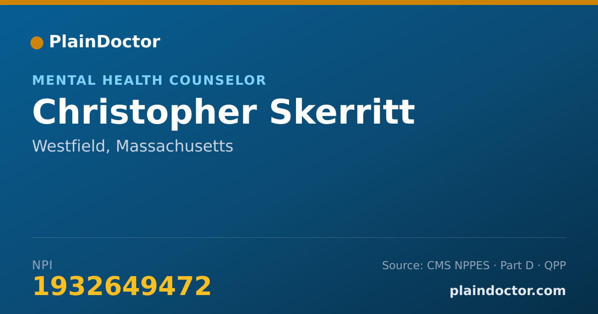 Shareable card for Christopher Skerritt - Mental Health Counselor, Westfield, MA