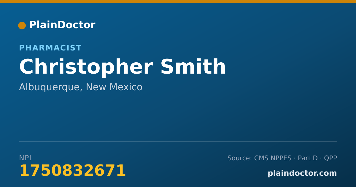 Shareable card for Christopher Smith - Pharmacist, Albuquerque, NM