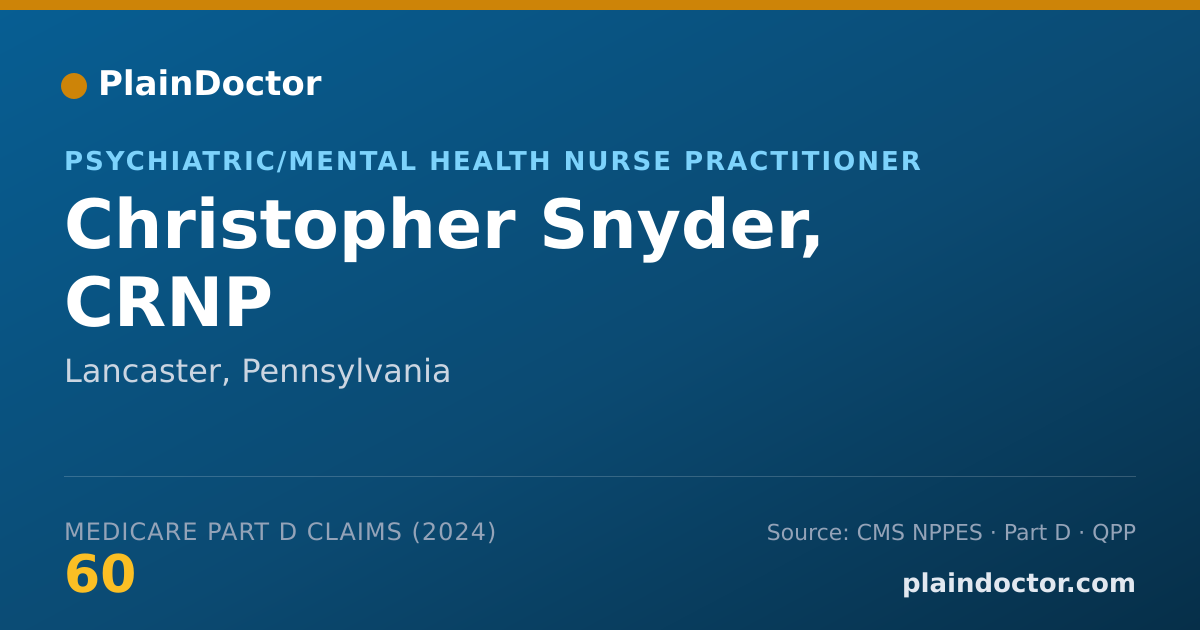 Shareable card for Christopher Snyder, CRNP - Psychiatric/Mental Health Nurse Practitioner, Lancaster, PA