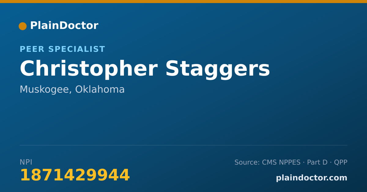 Shareable card for Christopher Staggers - Peer Specialist, Muskogee, OK