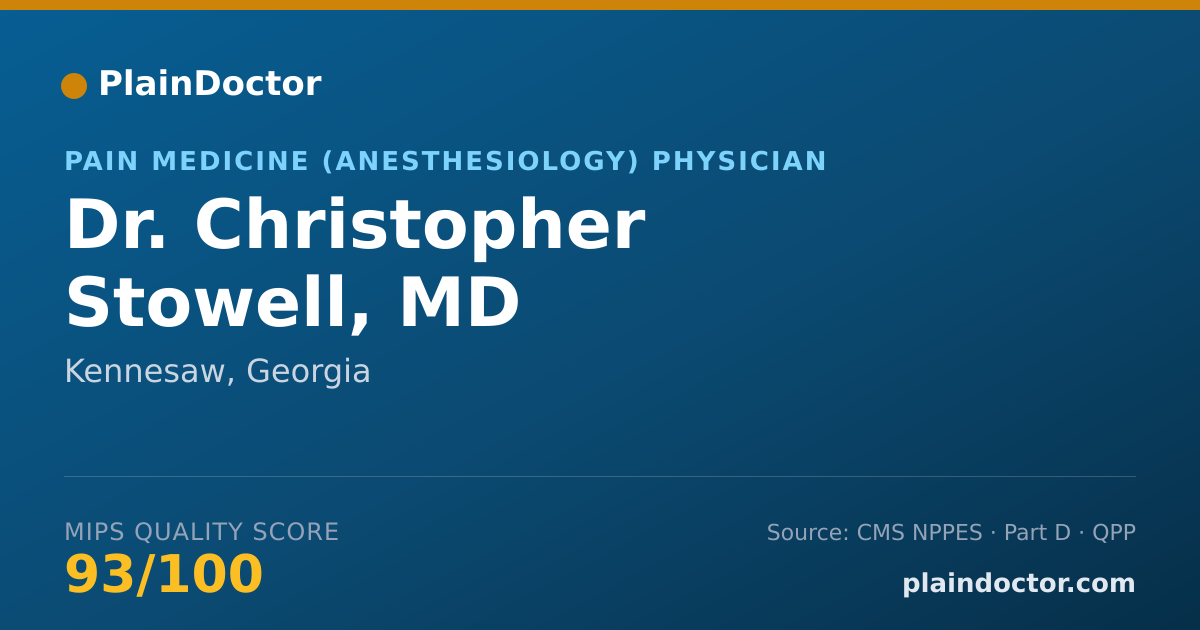Shareable card for Christopher Stowell, MD - Pain Medicine (Anesthesiology) Physician, Kennesaw, GA