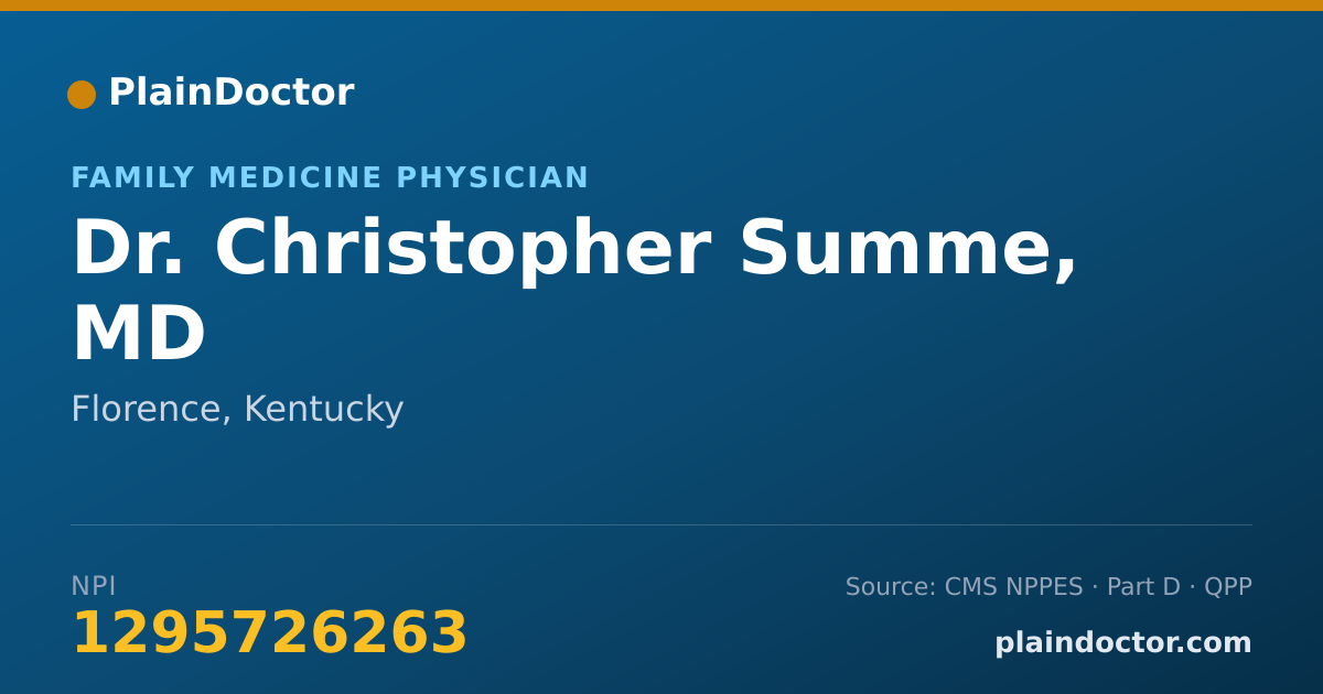 Shareable card for Christopher Summe, MD - Family Medicine Physician, Florence, KY