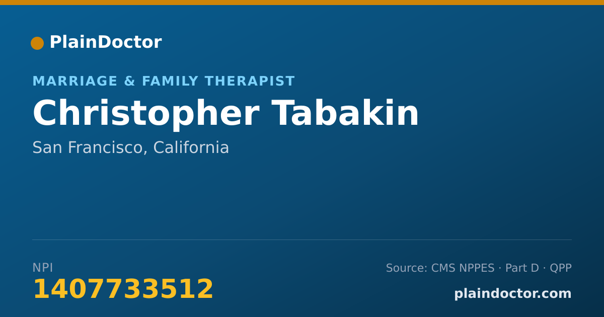 Shareable card for Christopher Tabakin - Marriage & Family Therapist, San Francisco, CA