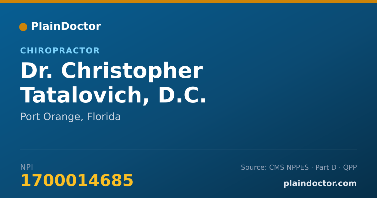 Shareable card for Christopher Tatalovich, D.C. - Chiropractor, Port Orange, FL