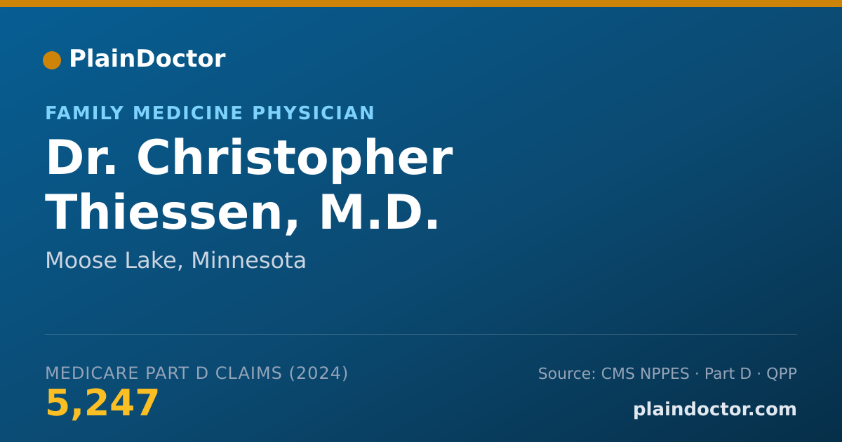 Shareable card for Christopher Thiessen, M.D. - Family Medicine Physician, Moose Lake, MN