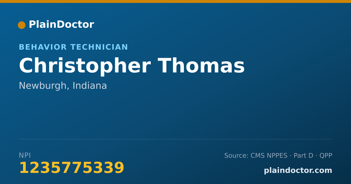 Shareable card for Christopher Thomas - Behavior Technician, Newburgh, IN