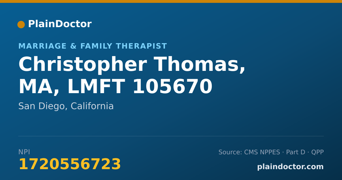 Shareable card for Christopher Thomas, MA, LMFT 105670 - Marriage & Family Therapist, San Diego, CA