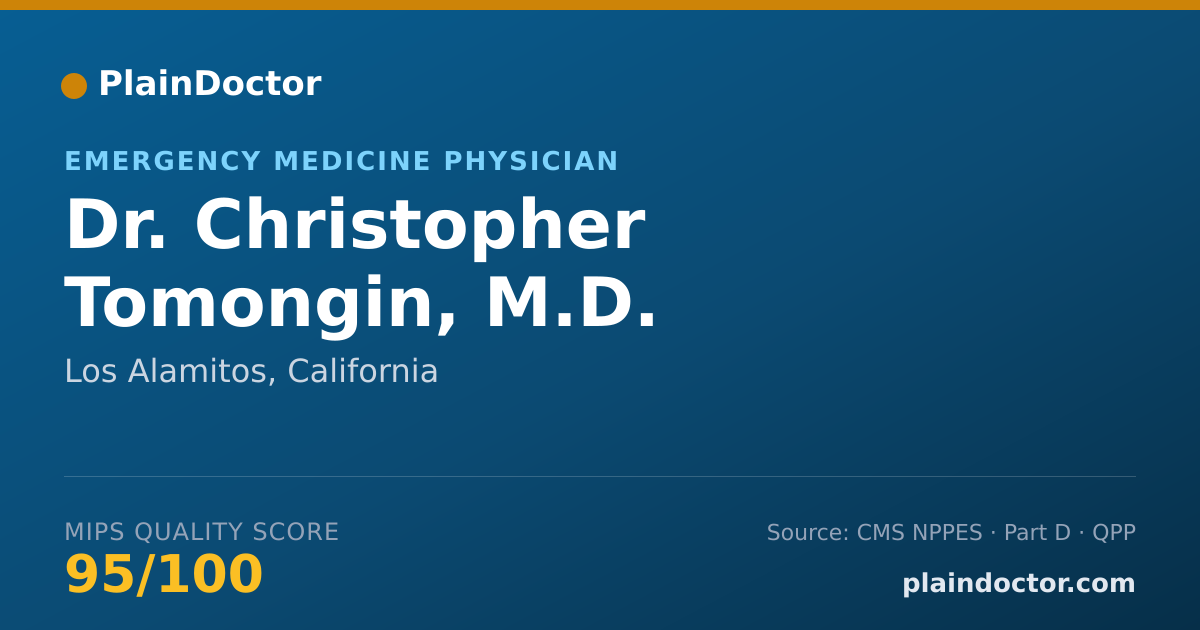 Shareable card for Christopher Tomongin, M.D. - Emergency Medicine Physician, Los Alamitos, CA