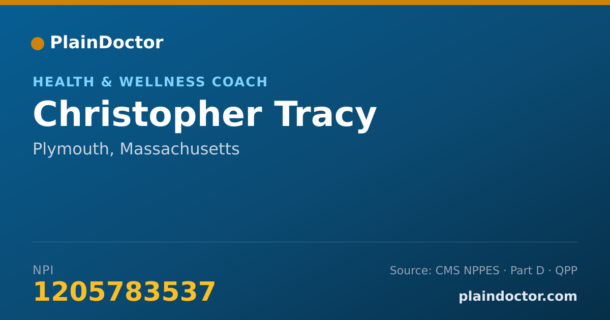 Shareable card for Christopher Tracy - Health & Wellness Coach, Plymouth, MA