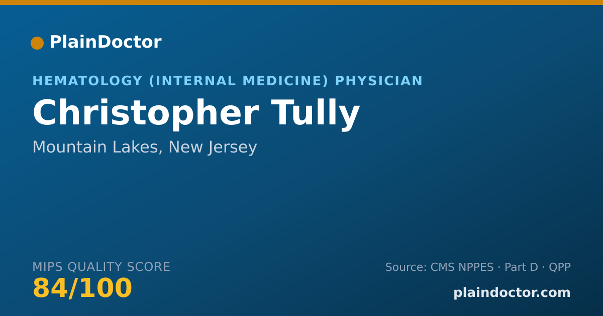 Shareable card for Christopher Tully - Hematology & Oncology Physician, Mountain Lakes, NJ