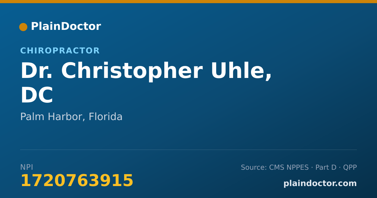 Shareable card for Christopher Uhle, DC - Chiropractor, Palm Harbor, FL