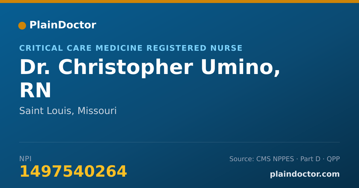 Shareable card for Christopher Umino, RN - Critical Care Medicine Registered Nurse, Saint Louis, MO