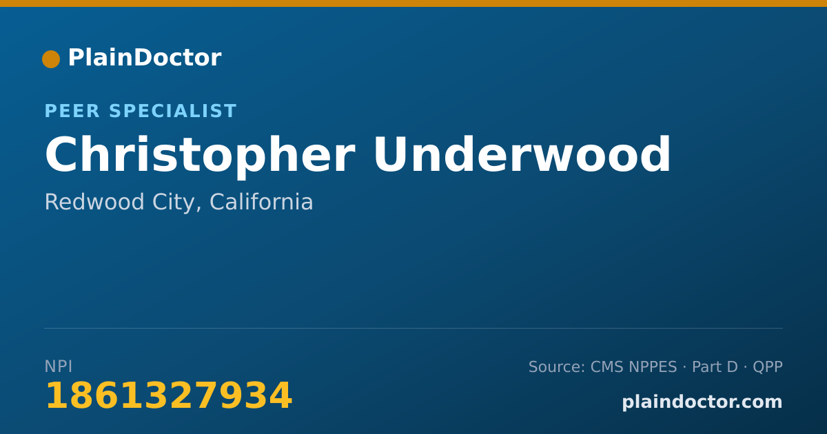 Shareable card for Christopher Underwood - Peer Specialist, Redwood City, CA