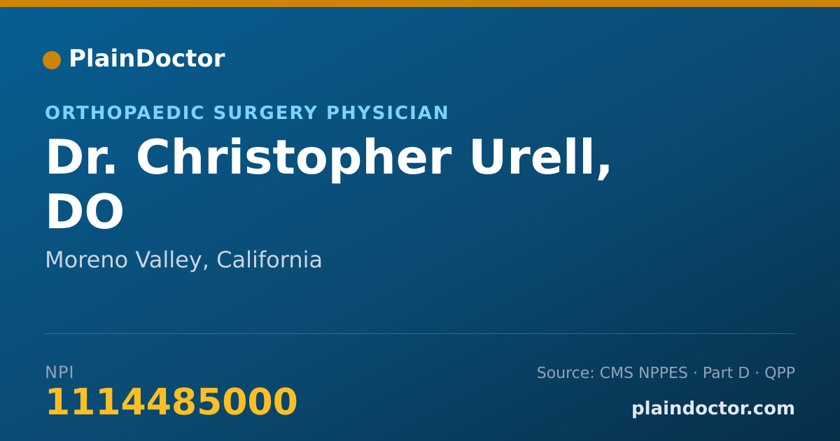 Shareable card for Christopher Urell, DO - Military Health Care Provider, Moreno Valley, CA