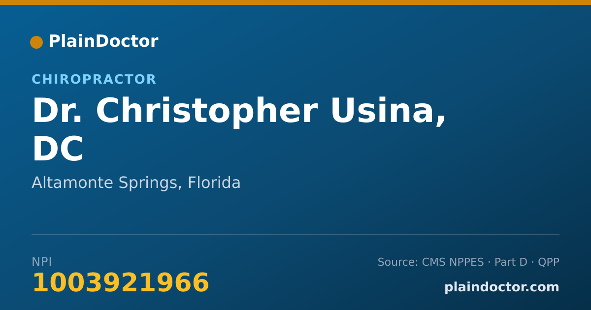 Shareable card for Christopher Usina, DC - Chiropractor, Altamonte Springs, FL