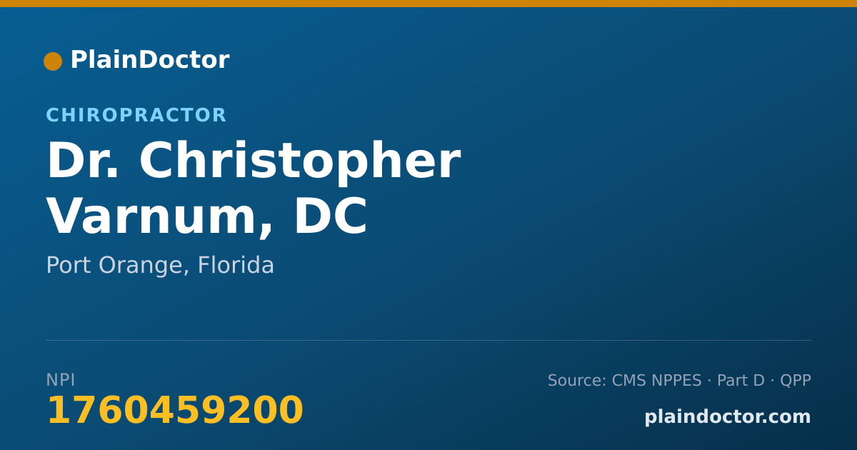 Shareable card for Christopher Varnum, DC - Chiropractor, Port Orange, FL