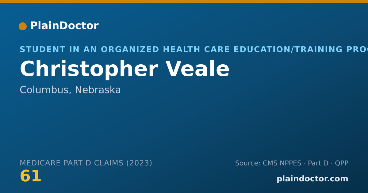 Shareable card for Christopher Veale - Student in an Organized Health Care Education/Training Program, Columbus, NE