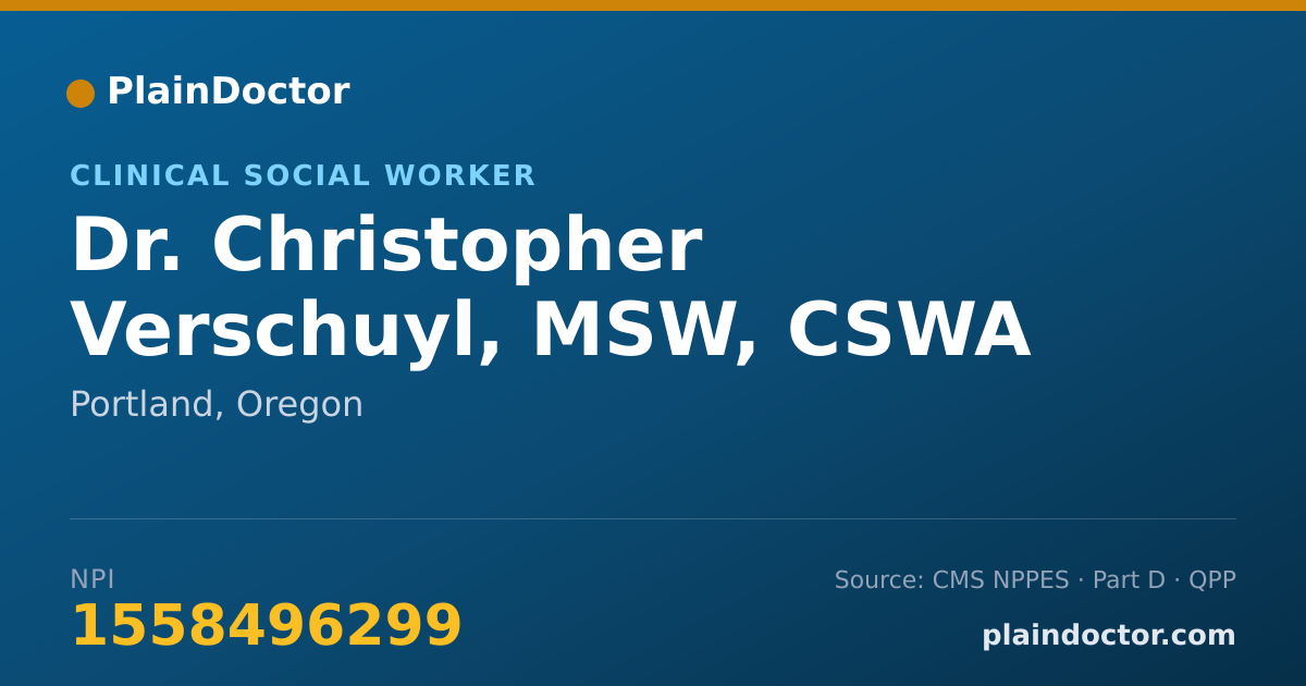 Shareable card for Christopher Verschuyl, MSW, CSWA - Clinical Social Worker, Portland, OR